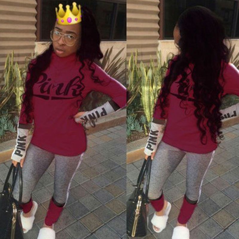 Compra Pink Letter Print 2 Piezas Set Mujeres 2018 Casual Outfit Sweat  Suits Sudadera Chándal Trajes Deportivos Azul Naranja Vino Rojo Traje S 3XL  Barato | Entrega Rápida Y Calidad | Es.Dhgate