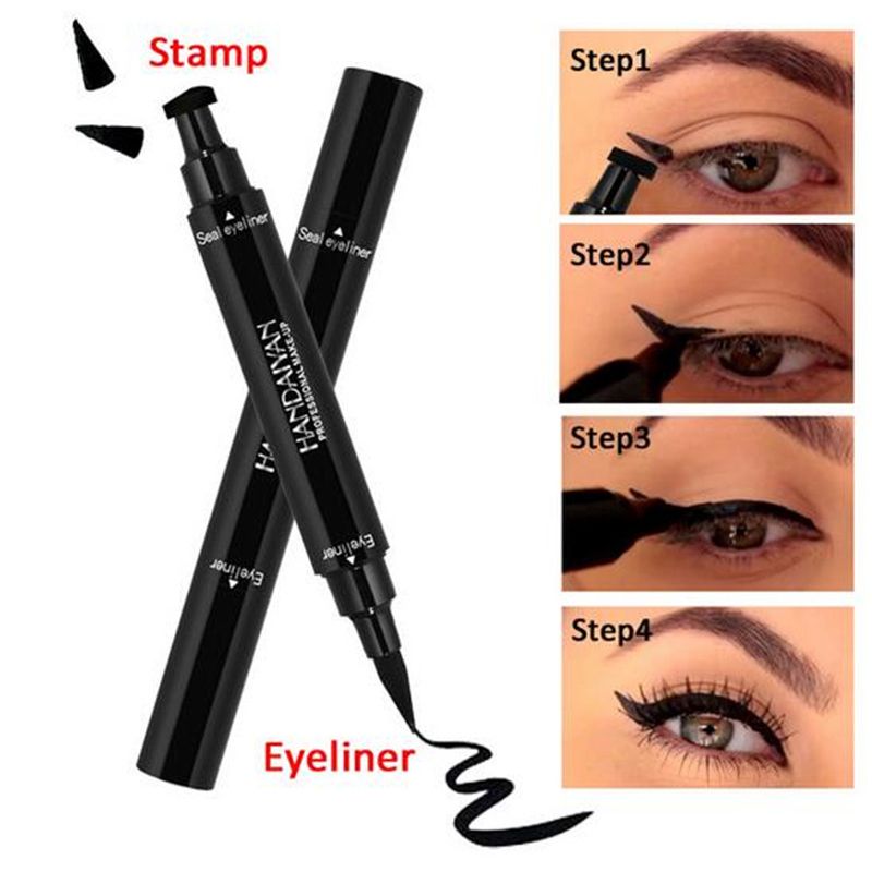 New Brand Double Ended Black Eyeliner Liquid Pencil & Eyeliner Stamp