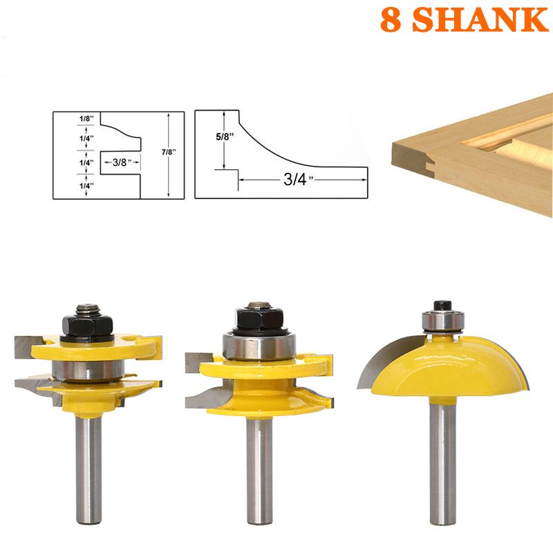 2020 8mm Shank Raised Panel Cabinet Door Router Bit Set