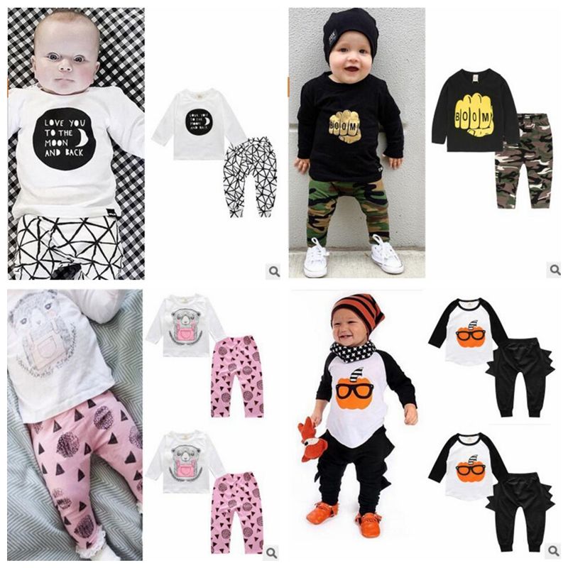 2018 Designer Baby Clothes Boy Fox Striped Letterset Toddler Long