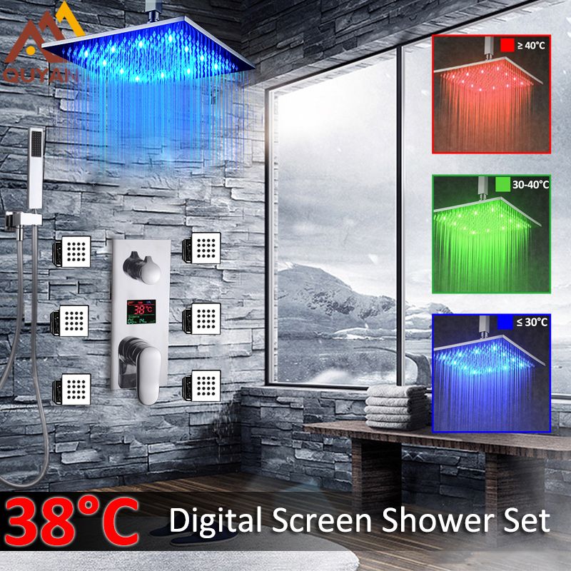 Grosshandel Digitale Dusche Armaturen Set Badezimmer Verdeckte Led