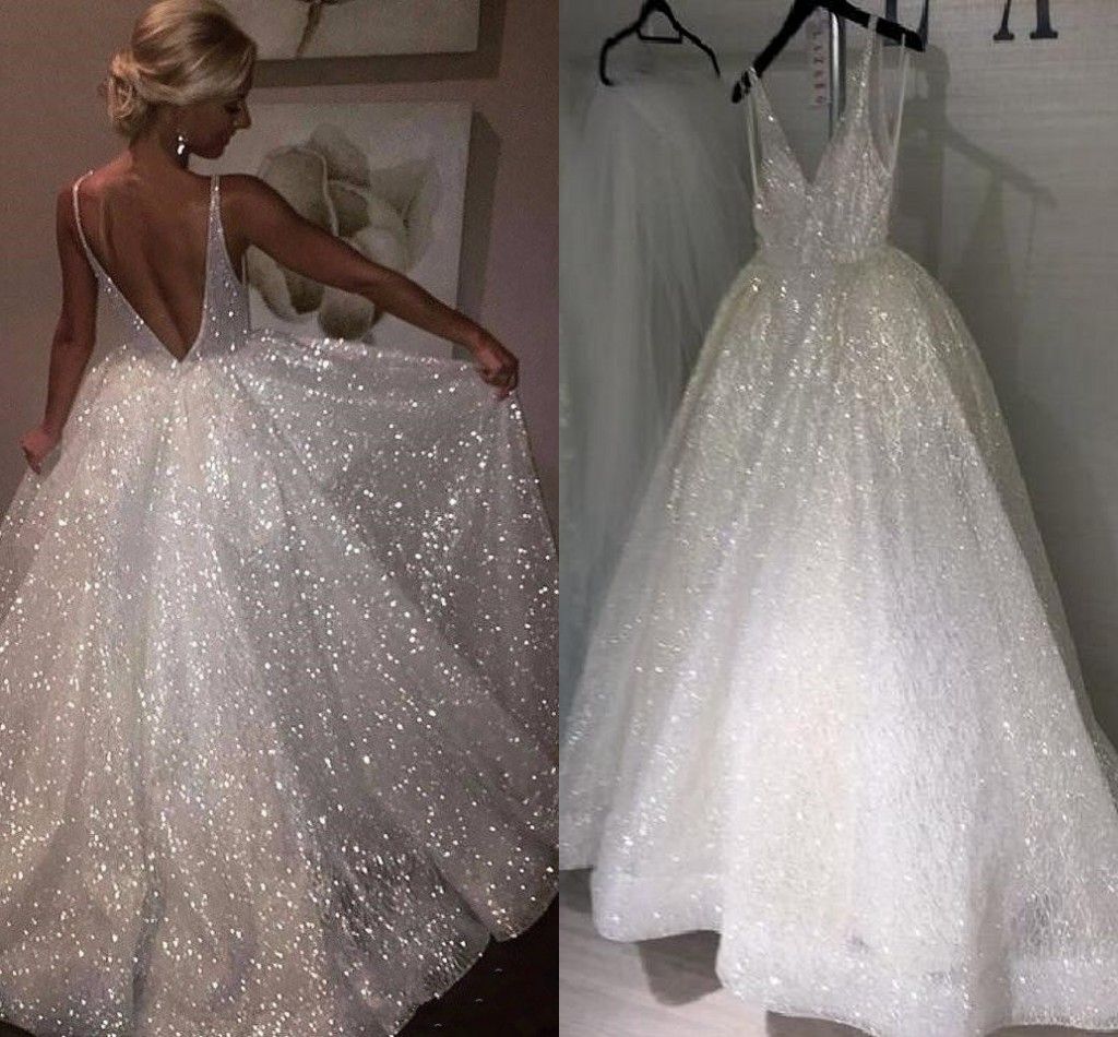 white sequin evening gown