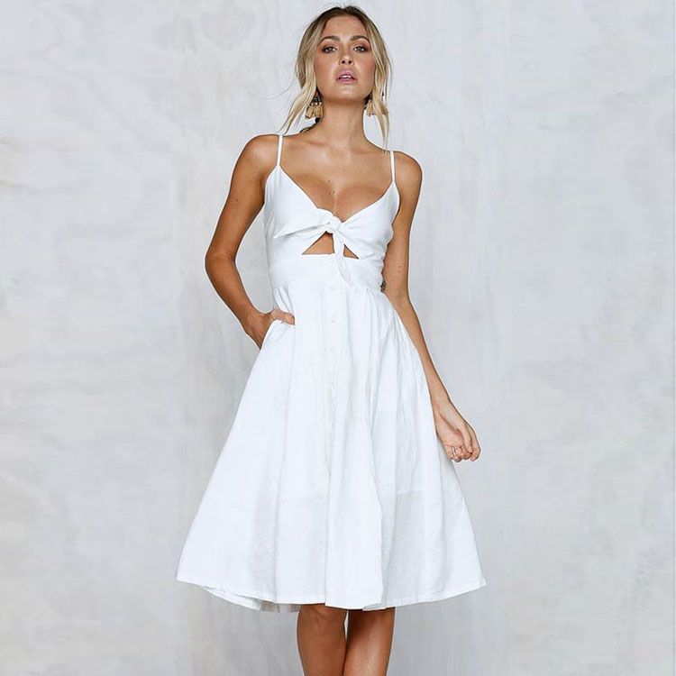 Acquistare Abiti Estivi Donna Con Scollo A V Casual Vita Alta Beach Dress  Donna Estate Vestiti Di Colore Bianco E Giallo Disponibili Economico |  Consegna Veloce E Qualità | DHgate Italy