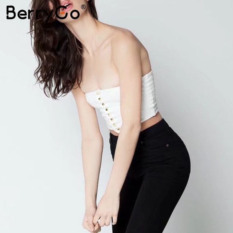 top blanco sin tirantes