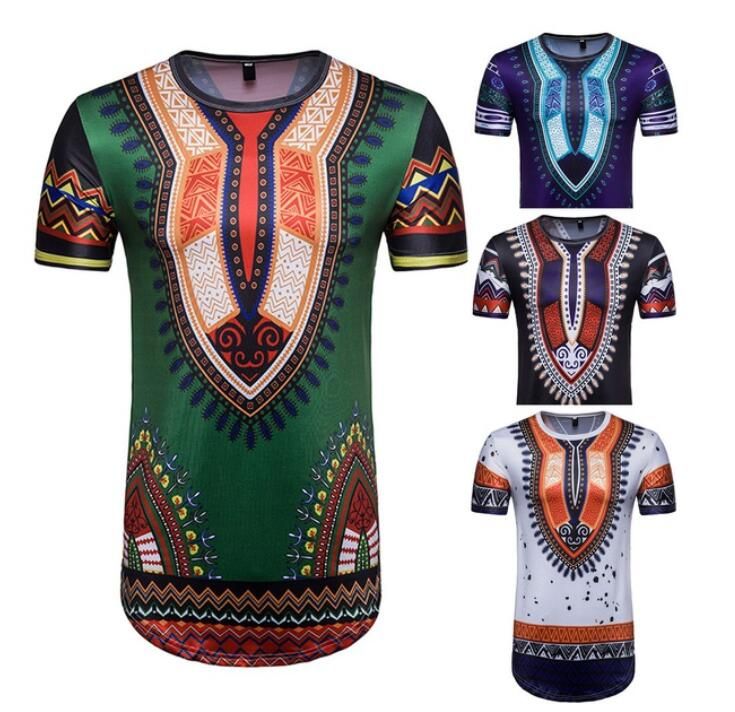 2018 Men Retro Bohemian T Shirt Summer Short Sleeve Tops Slim Fit ...