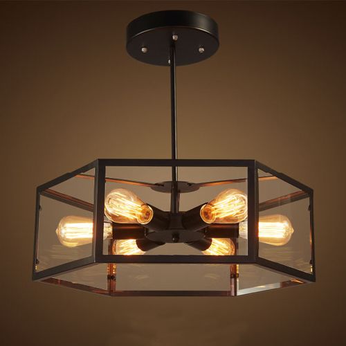 Retro Led Ceiling Lights For Living Room Bedroom Lighting Decoration Retro Led Ceiling Lights For Living Room Bedroom Lighting Decoration Hexahedron Glass Box American North European Lamps Fixtures