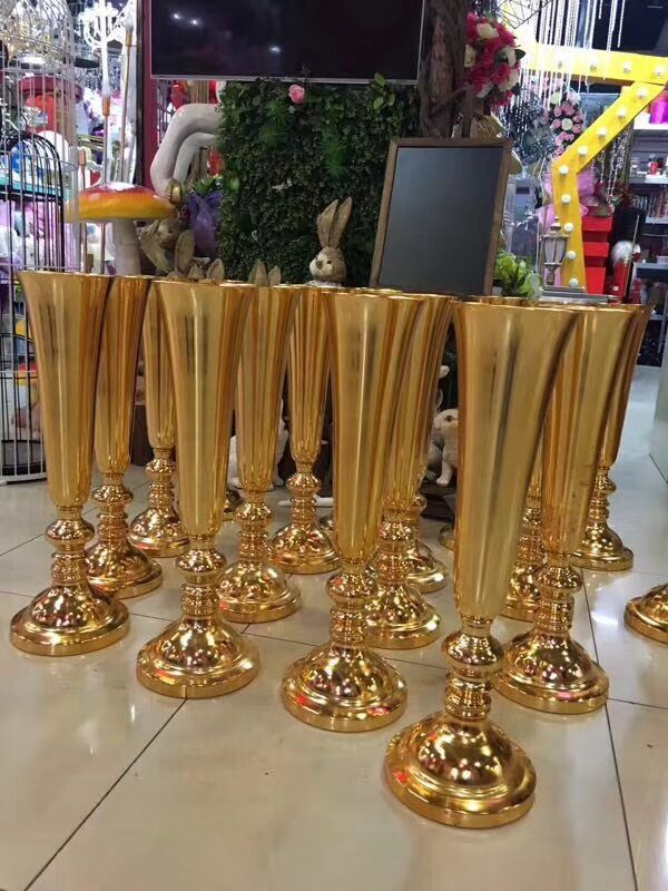 2020 2018 Elegant Tall Gold Color Polish Vases Wedding Flower Vase Centerpieces Mouth Shape Vase Metal For Home & Wedding Decoration From 2018 elegant tall gold color polish vases