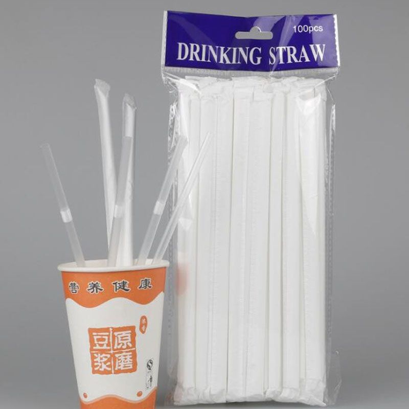 Extendable Flexible Plastic Drinking Straw Individually Wrapped Drink