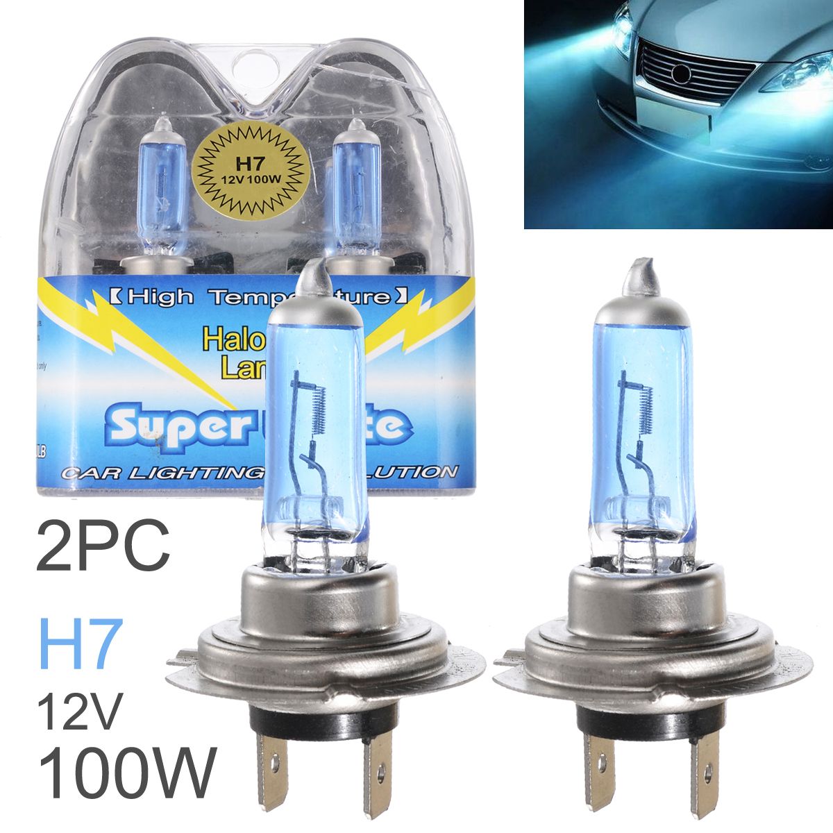 2019 H7 100W White Light Super Bright Car HOD Xenon Halogen Lamp Auto Front Headlight Head Light