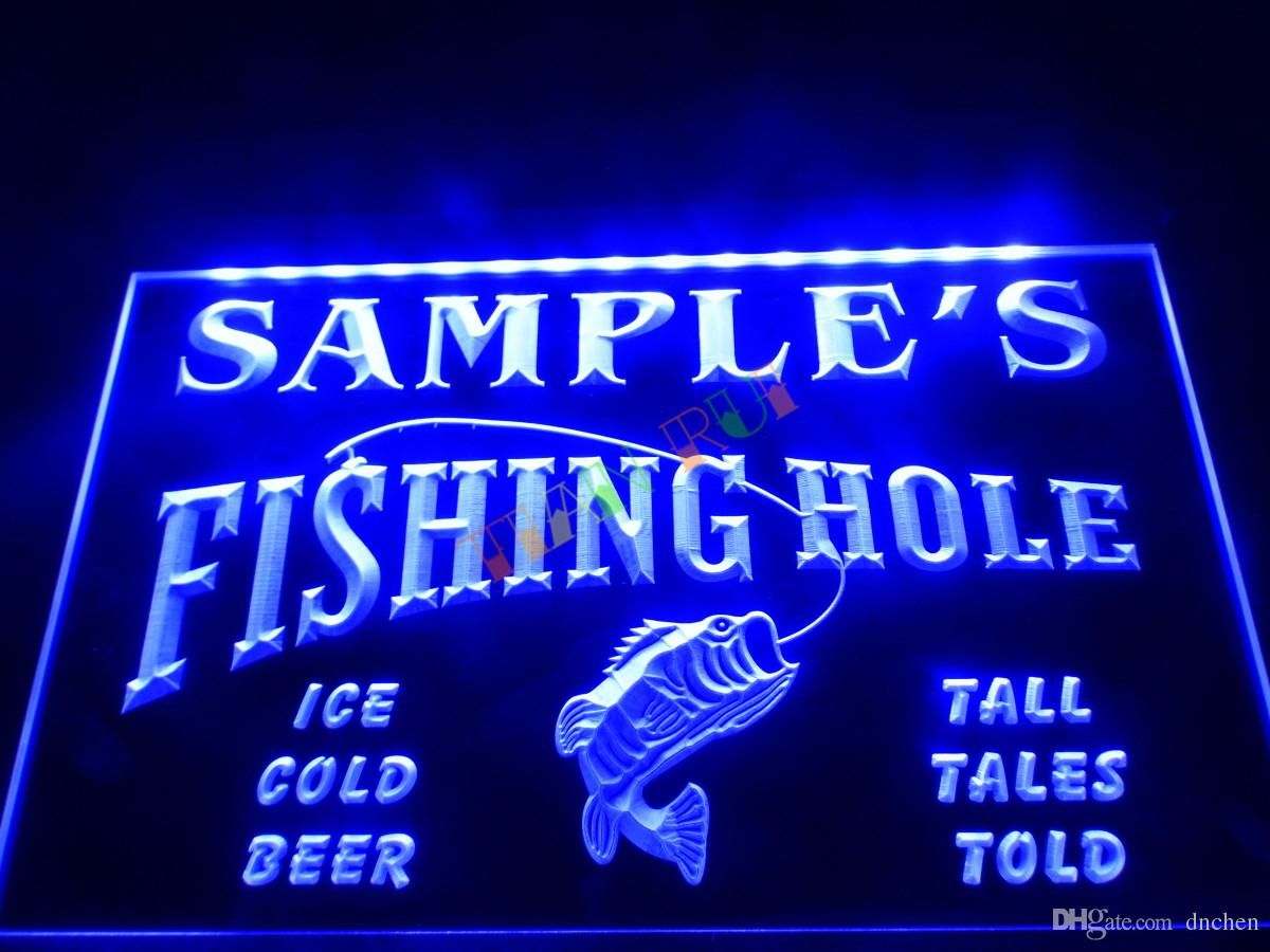 DZ054 B Name Personalized Custom Fly Fishing Hole Den Bar