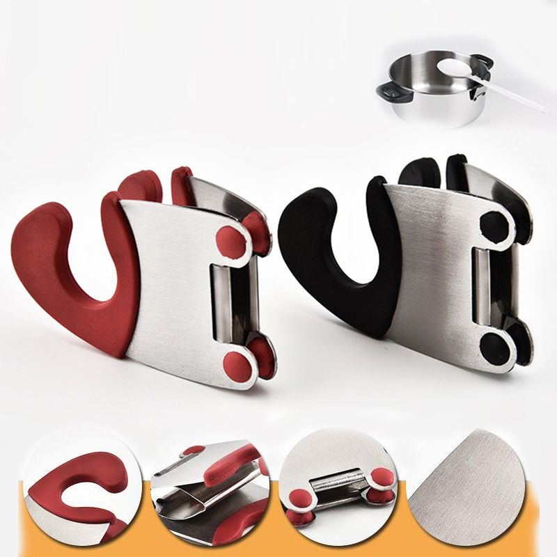 Black Clip On Metal and Silicone Spoon Rest Pot Clip New FREE SHIPPING