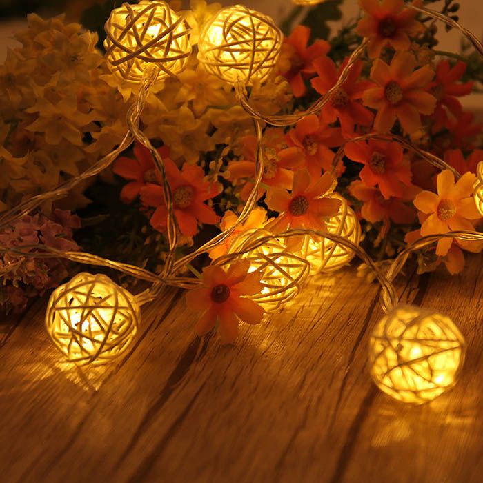 Led String Lights Outdoor Multicolor Thread Round Ball Lamp Strings Easter Trees Garden Party Decoration