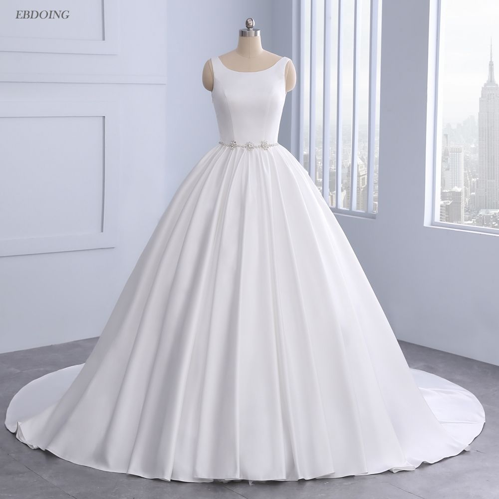 Ebdoing Charming Ball Gown Wedding Dress Scoop Neckline Sleeveless