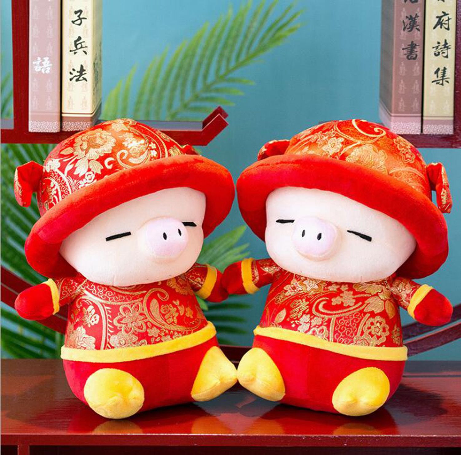 2019 Chinese New Year Zodiac Animal Lucky Pig Mascot Toys Plush Hanging Doll Red 10 ...