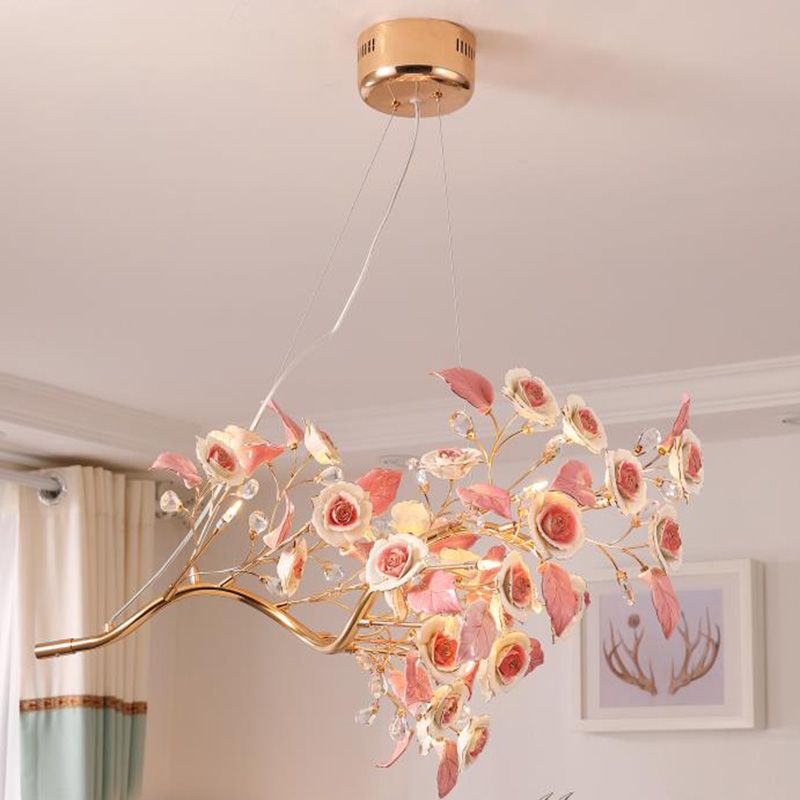 Art Deco French Style Led Crystal Pendant Lights Luxurious Ceramic