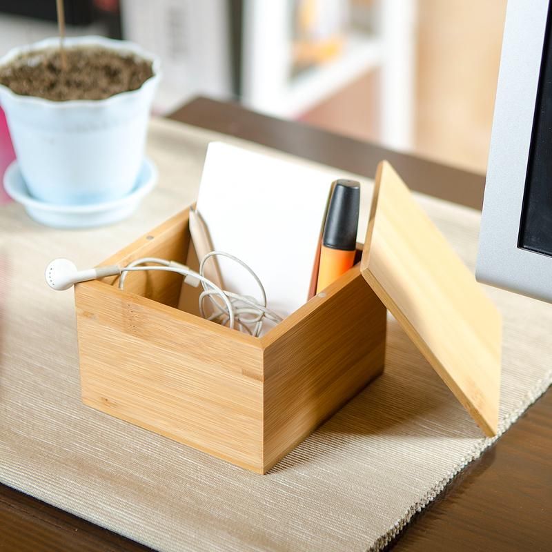 2019 Small Bamboo Storage Box With Cover Modern Style Natural Wood 2019 Small Bamboo Storage Box With Cover Modern Style Natural Wood Desk Organizer Table For Sundries Cans Nuts From Xiaotouming