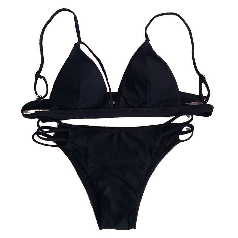 2020 Popular Sexy Pure Color Two Pieces Women Strap Bikini High Waist