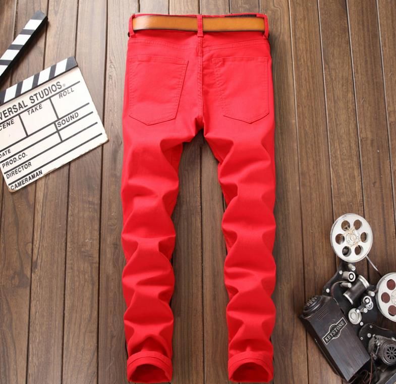 red ripped pants
