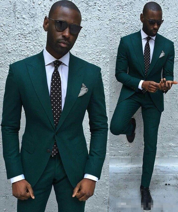 2018 Handsome Hunter Green Men Suit Tuxedos For Wedding