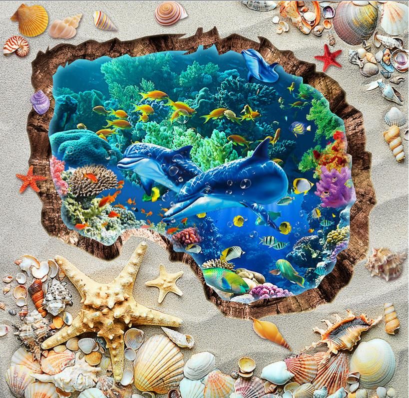 обои на рабочий стол в Hd 3d пляж подводный мир пол обои кирпичная стена 3d