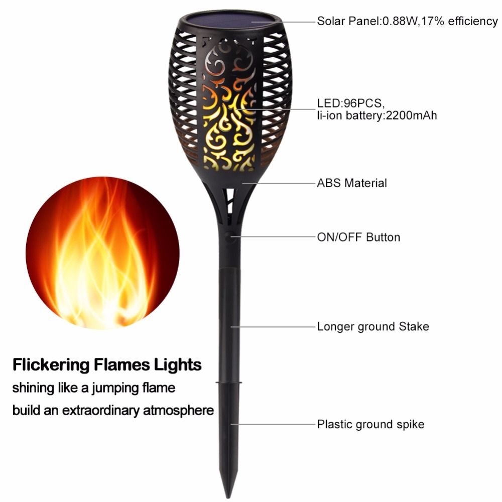 Solar Torch Lights Outdoor Led Tiki Lamp Flickering With Realistic Solar Torch Lights Outdoor Led Tiki Lamp Flickering With Realistic Dancing Flame Dusk Dawn Landscape Decoration For Garden Patio Dec Light