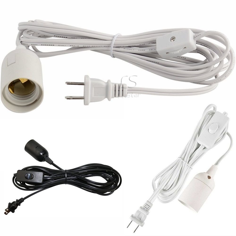 Long Lantern Pendant Light Lamp Cord 12 Feet Extension Cable With On Off Switch Or Gear For E26 Base Bulbs