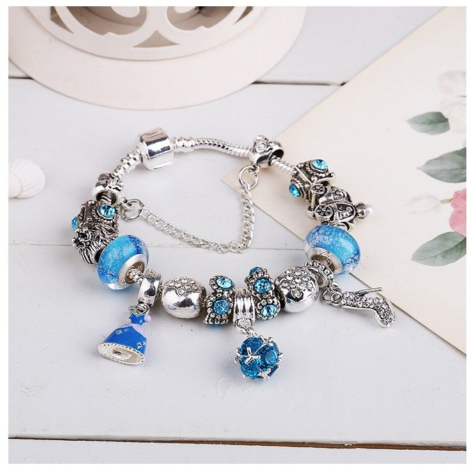 925 Sterling Silver Blue Charm Bead Fit European Pandora Bracelets ...