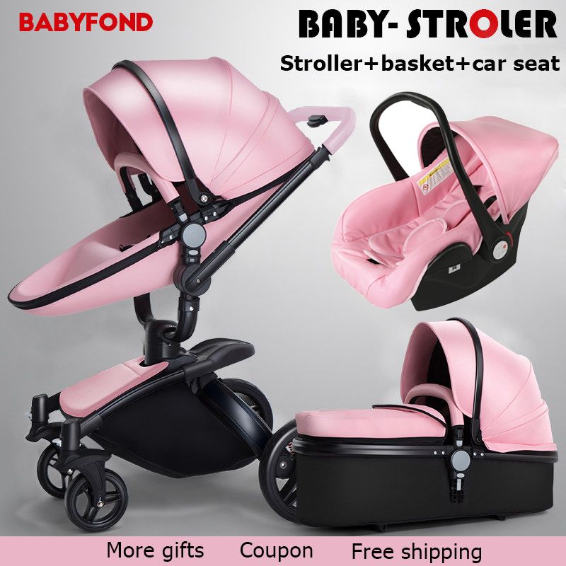 Aulon 3 In 1 Baby Stroller Folding Two Way Push Luxury High Landscape Carriage With Comfortable Car Seat Trolley Babyfond