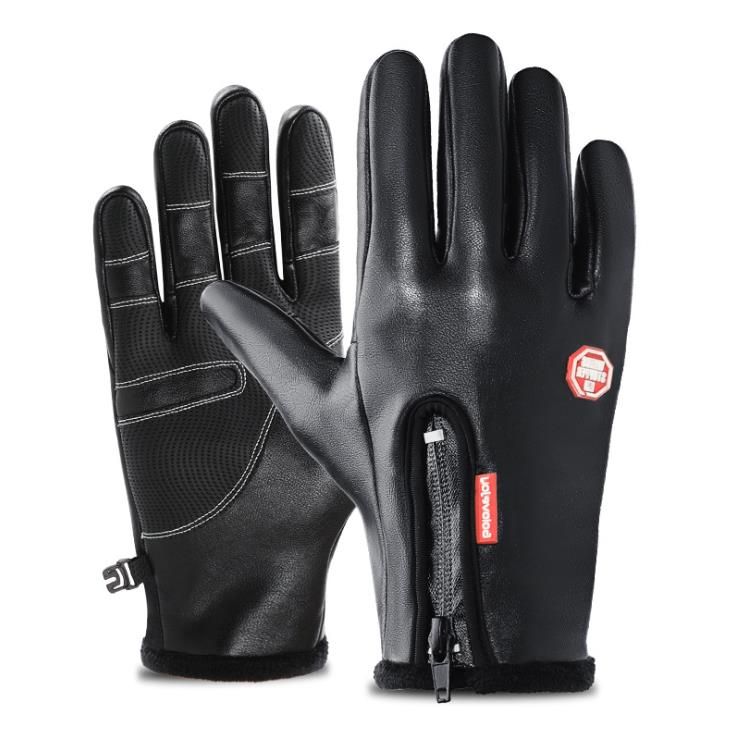 Motorradhandschuhe Herren Wintersport Thermo PU Leder Handschuhe Touch