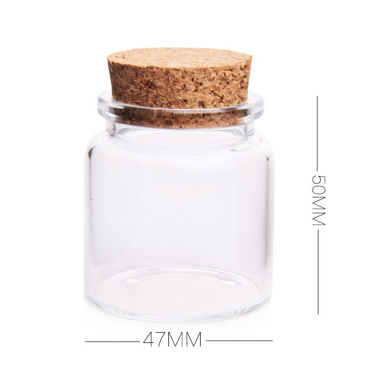 2021 50ml Recycled Glass Cork Lid Storage Jar, Small Glass Bottle Vial