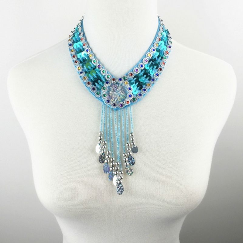 Acheter 12 Couleurs Pas Cher Danse Bijoux Oriental Costume De Danse Accessoires Paillettes Perlé Réglable Ventre Collier Oriental Bijoux De $34.86 Du Bida