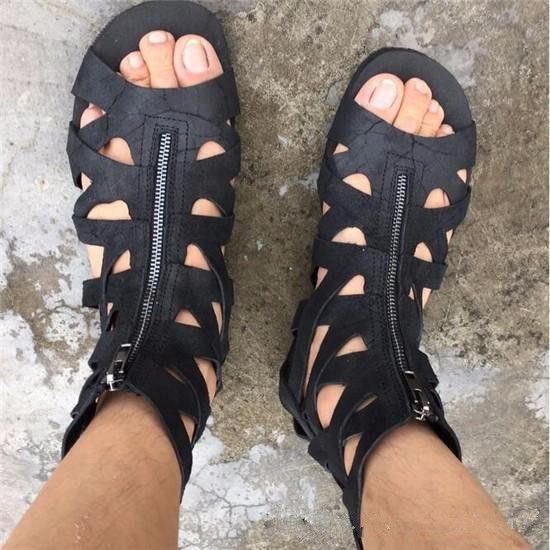 black leather gladiator sandals