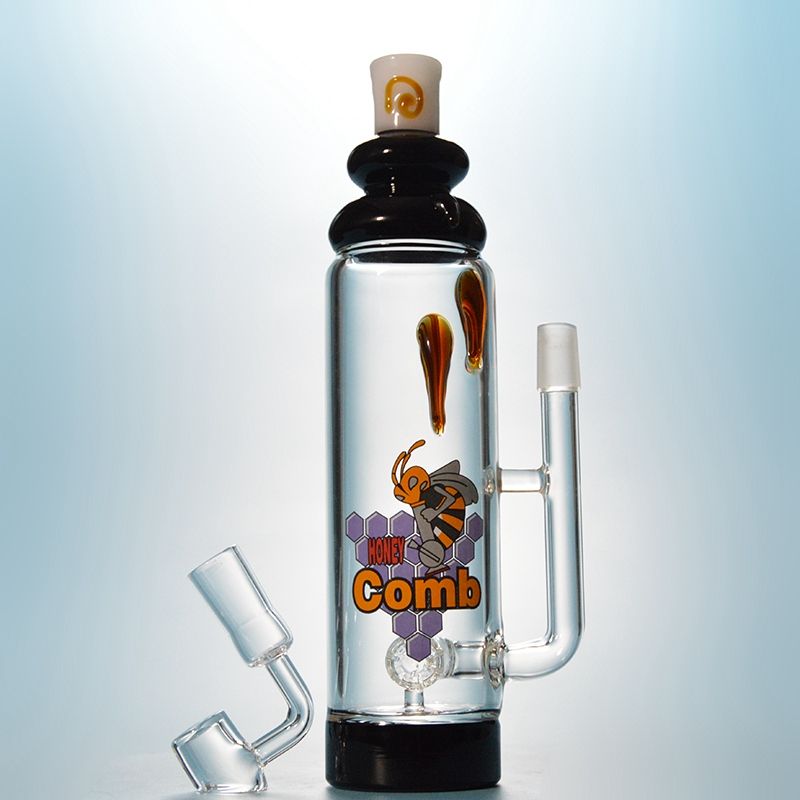 2020 Glass Water Bongs Bottle Wax Rig Honey Comb Logo Bottles Small Oil Rigs With Barrel Perc