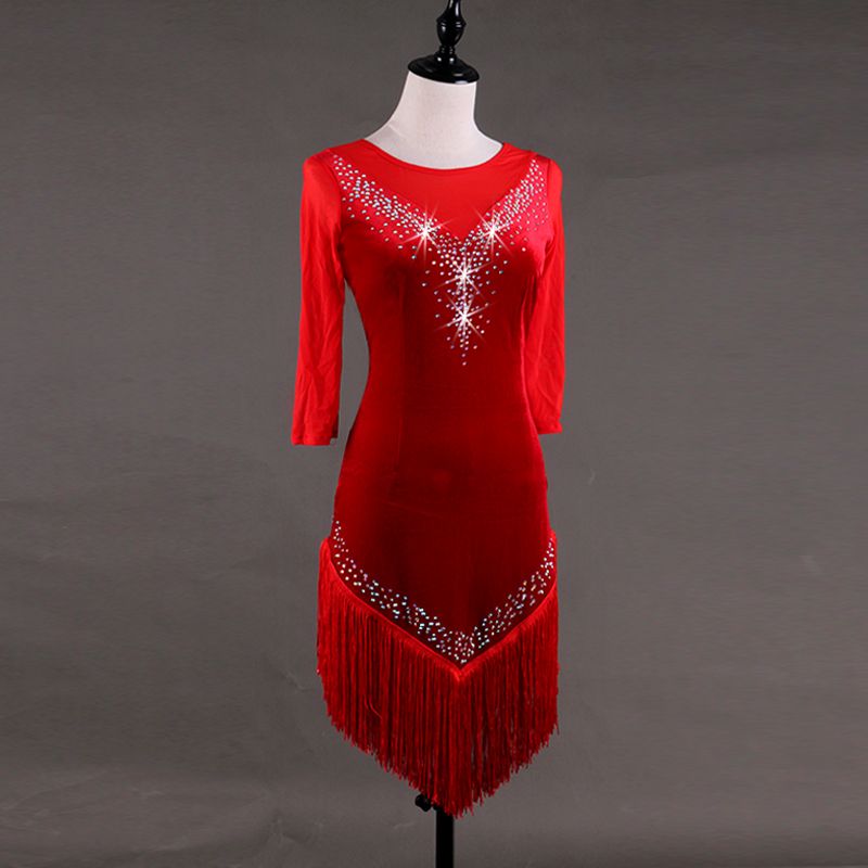 red latin dance dress