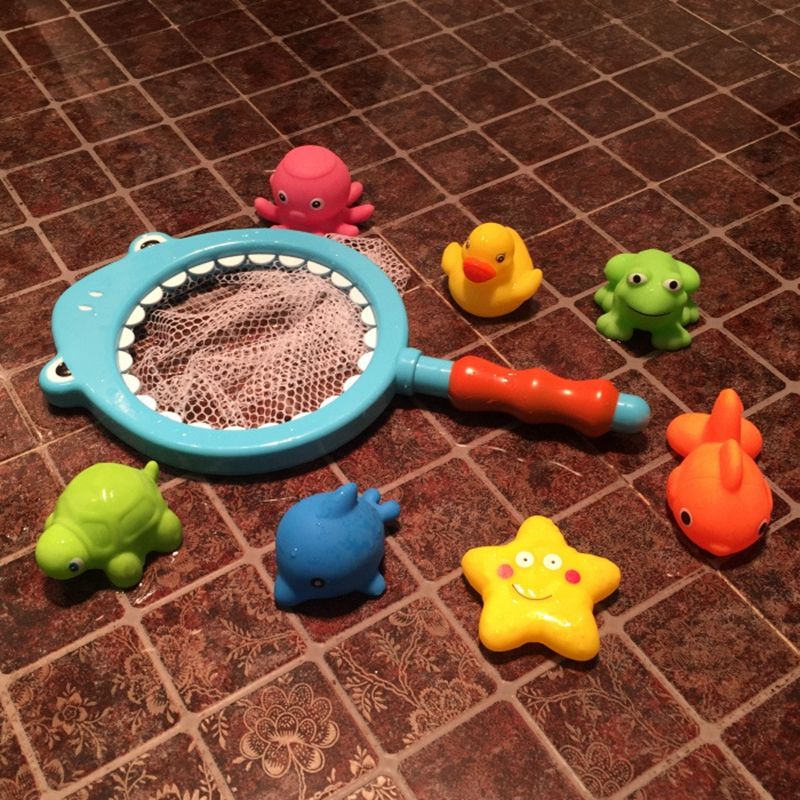 Bath Sets Fishing Toys Network Bag Pick Up Duck Fish Kids Toy Swimming