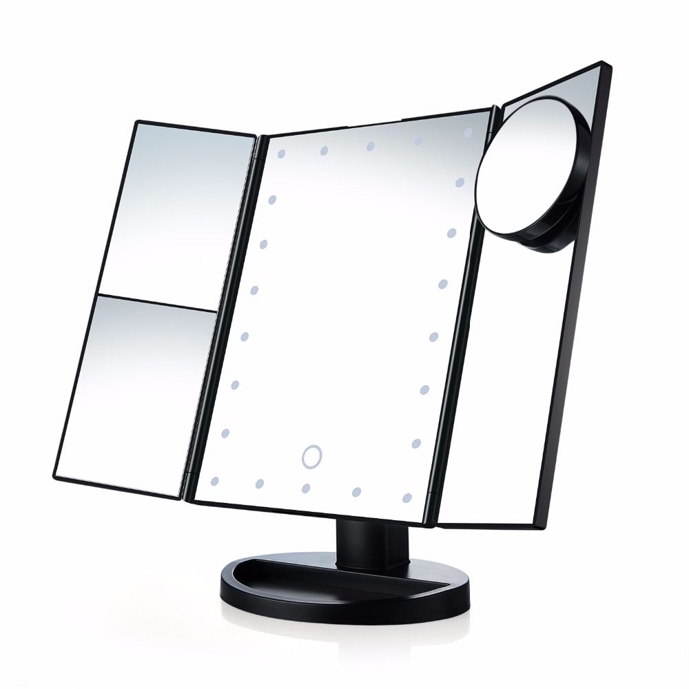 21 Led Lights Portable Three Folding Table Lamp Luminous Makeup 21 Led Lights Portable Three Folding Table Lamp Luminous Makeup Mirror Cosmetic With 10x Magnifying Small Mirrors Beauty From