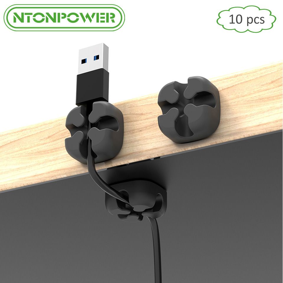 Winder Ntonpower Cms 10pcs Soft Silicone Desktop Wire Organizer Earphone Cable Holder Clip Mouse Cord Protector Management