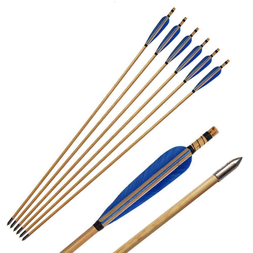 2020 Archery Wooden Arrows Natural Feathers Fletching Shaft Hunting
