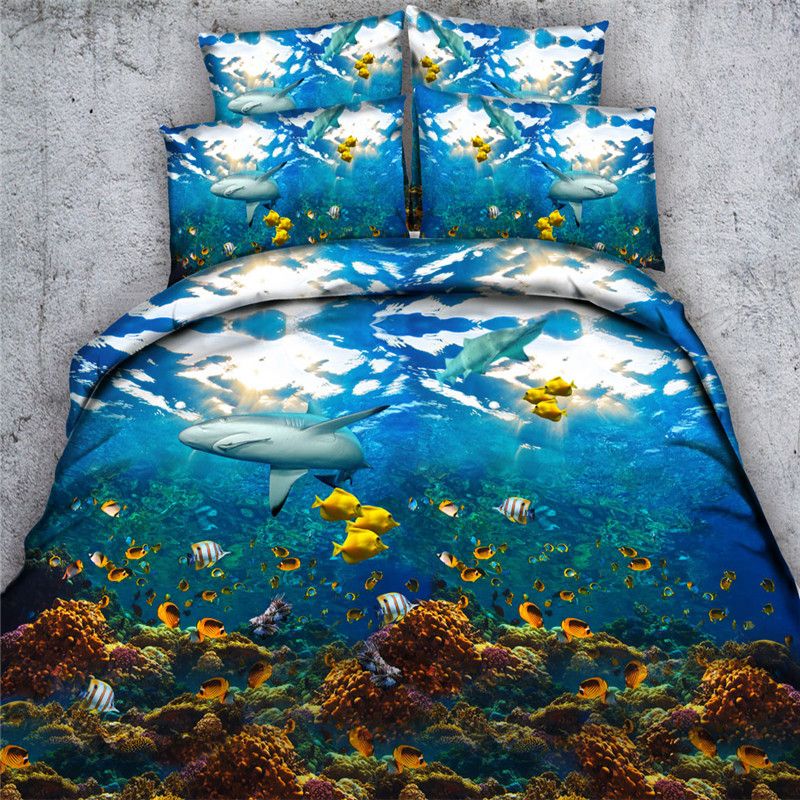 3d Animal Shark 100 Cotton Bedding Set No Comforter Twin Full Queen 3d Animal Shark 100 Cotton Bedding Set No Comforter Twin Full Queen King Super Size Home Textile Sets On From