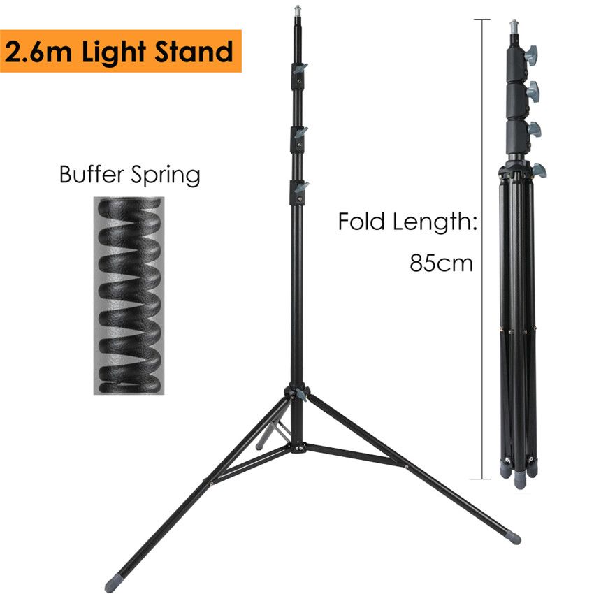 2 6m 102 36 Heavy Duty Steel Metal Photography Light Stand W Buffer 2 6m 102 36 Heavy Duty Steel Metal Photography Light Stand W Buffer Spring Protection Tripod For Led Lamp Max Load 15kg Photo