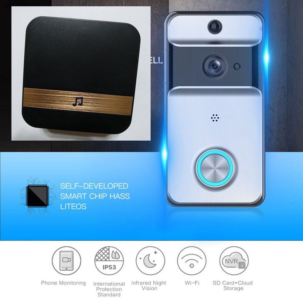 2020 Indoor Chime IP53 Waterproof Wireless Door Bell WI FI Video