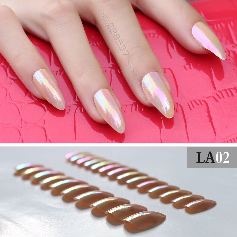 Nude Color Full Cover Stiletto Nails Tips Metal Pink False Nail Nude Color Full Cover Stiletto Nails Tips Metal Pink False Nail Salon Mirror Mountain Peak Laser End Product Fake Nail Nails Designs Nail Design From ... - Nude Color Full Cover Stiletto Nails Tips Metal Pink False Nail