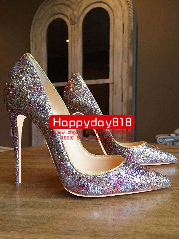 multi color sequin heels