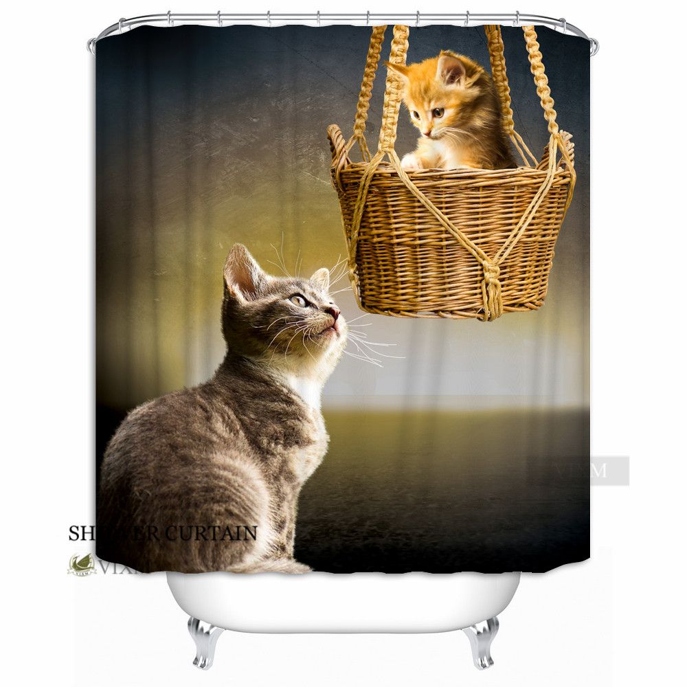 2019 Vixm Home Farm Animal Kitten Fabric Shower Curtain Adorable And 2019 Vixm Home Farm Animal Kitten Fabric Shower Curtain Adorable And Unique Cat Customized Bath For Bathroom With Hooks Ring 72 X From Bestory