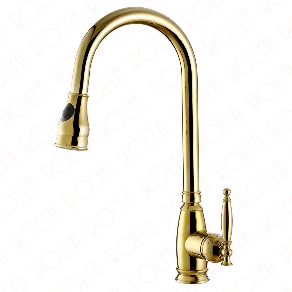 2019 2018 Rushed Luxurious Polished Copper Robinet Para Torneira 2019 2018 Rushed Luxurious Polished Copper Robinet Para Torneira Cozinha Single Lever Swivel Sink Mixer Gold Kitchen Faucet Pull Out From Sophine11