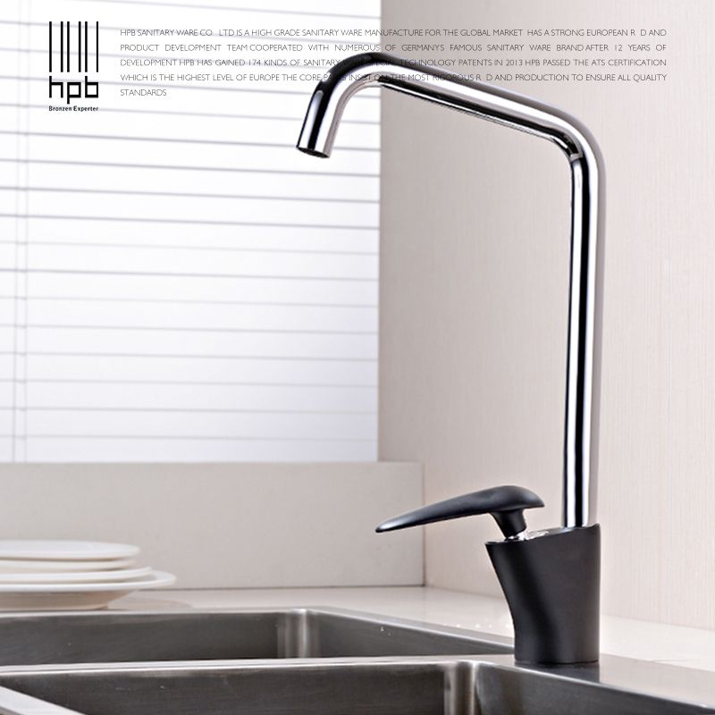 best hpb modern design chrome black paint kitchen faucets single