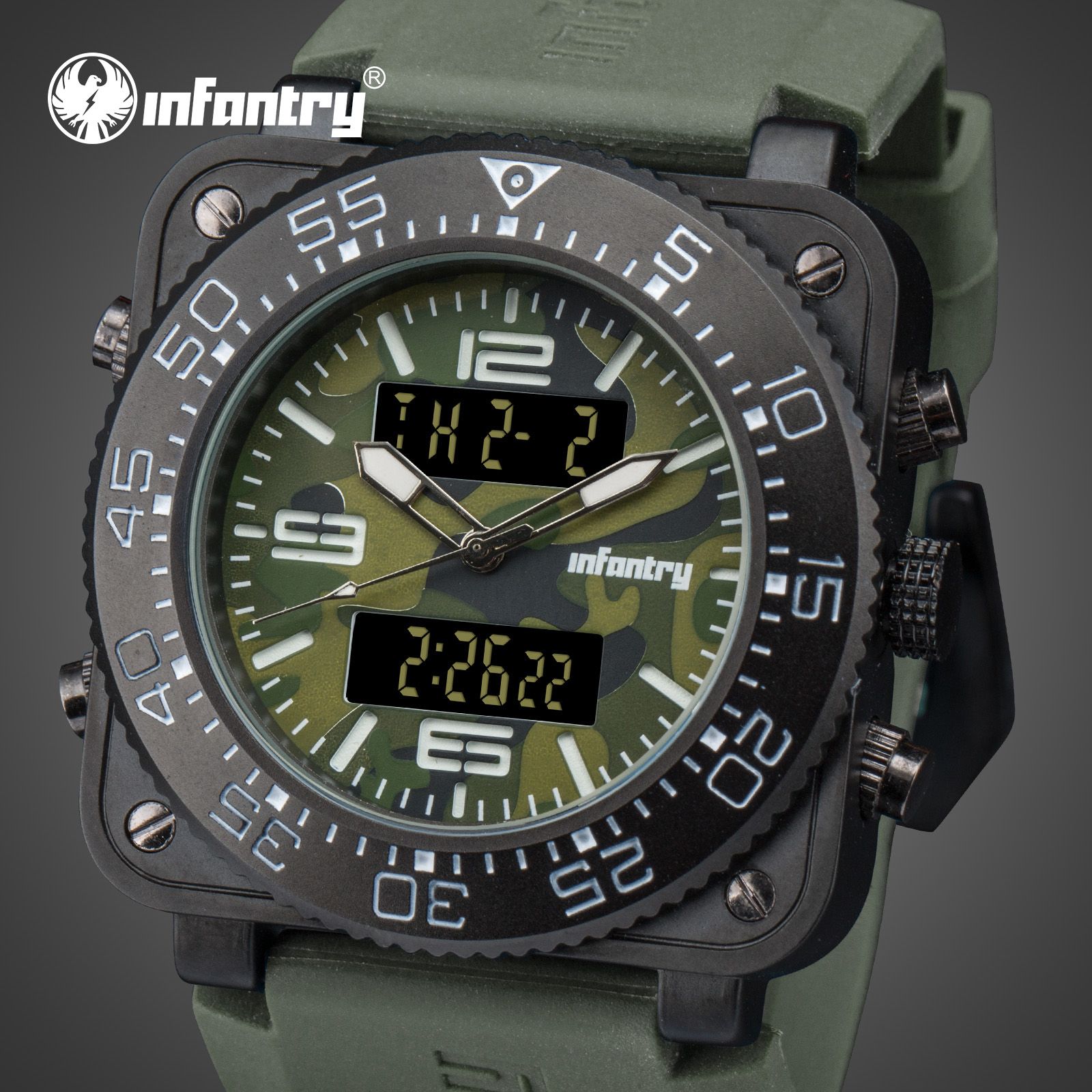 INFANTRY Mens Digital Quartz Wrist Watch Sport Fashion Watches Military Army Wristwatch Date Day