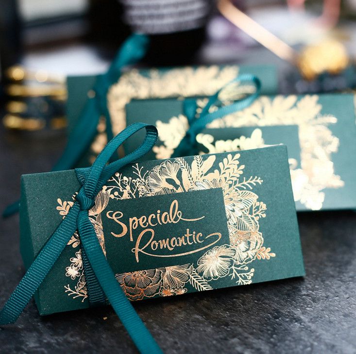 Diy Dark Green Wedding Gift Box Birthday Cookies Box Happy Party