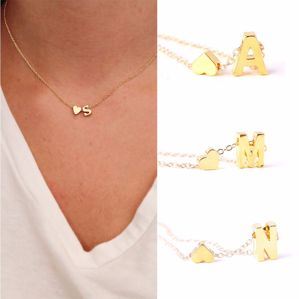Whole Fashion Tiny Dainty Heart Initial Necklace Personalized Whole Fashion Tiny Dainty Heart Initial Necklace Personalized Letter Name Jewelry For Women Accessory Girlfriend Gift 238653 Diamond