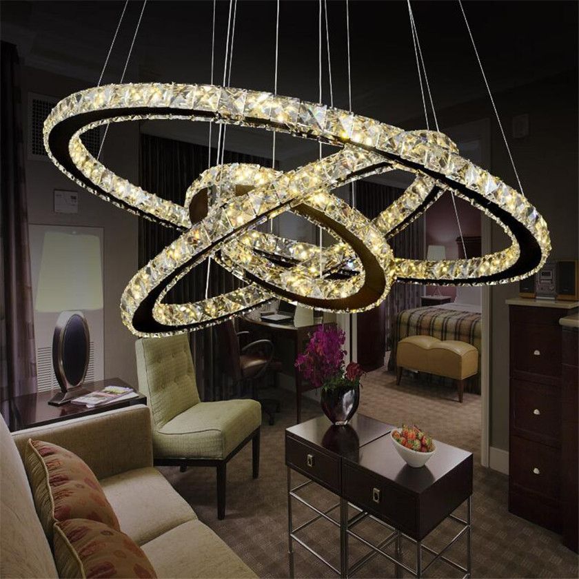 Großhandel 3 Ringe Led Kristall Kronleuchter Hängende Beleuchtung Colgante Lampe Glanz Anhänger Großhandel 3 Ringe Led Kristall Kronleuchter Hängende Beleuchtung Colgante Lampe Glanz Anhänger